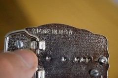 Vintage Western Belt Buckle Floral Engraved Scalloped Edge Made in USA Silver