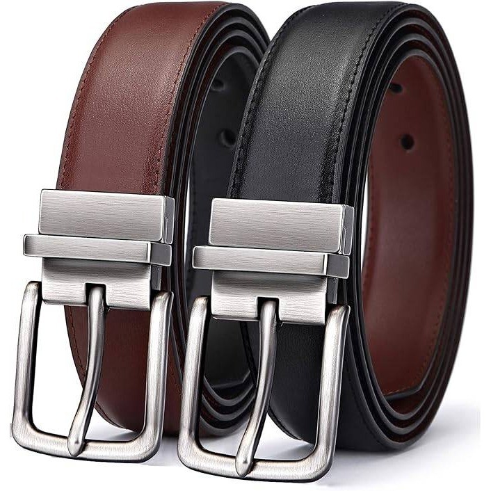 BULLIANT 1pc Men&rsquo;s 32&Prime;-34&Prime; Reversible Belt Adjustable 1.25&Prime; Cut For Fit 2 Side