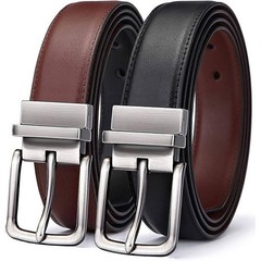 BULLIANT 1pc Men&rsquo;s 32&Prime;-34&Prime; Reversible Belt Adjustable 1.25&Prime; Cut For Fit 2 Side