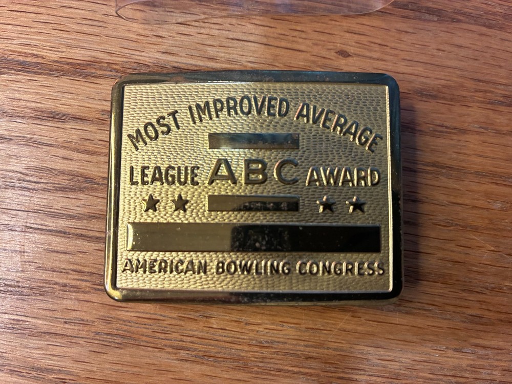 Vintage ABC Bowling League Award Belt Buckle Most Improved Average