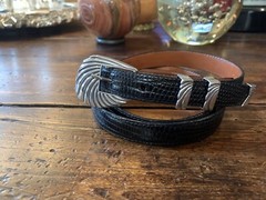 Navajo James Reid Dgn Sterling Silver Belt Buckle 38-40-.75”W 🦎✅‼️