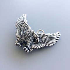 Vintage Silver Plated Western Eagle Wild Animal Belt Buckle Boucle de Ceinture
