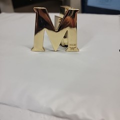 MCM gold logo reversible Belt Buckle Clean Not Too Bad Condition.