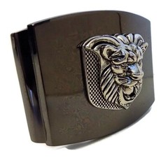 WASHED UP HOLLYWOOD #075BK SILVER & BLACK 1.5&Prime; LION CHECKER PLATE BELT BUCKLE