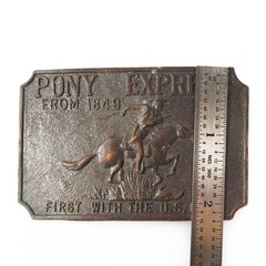 Vintage Pony Express From 1849 Belt Buckle Western Cowboy Horse US Mail Bronze