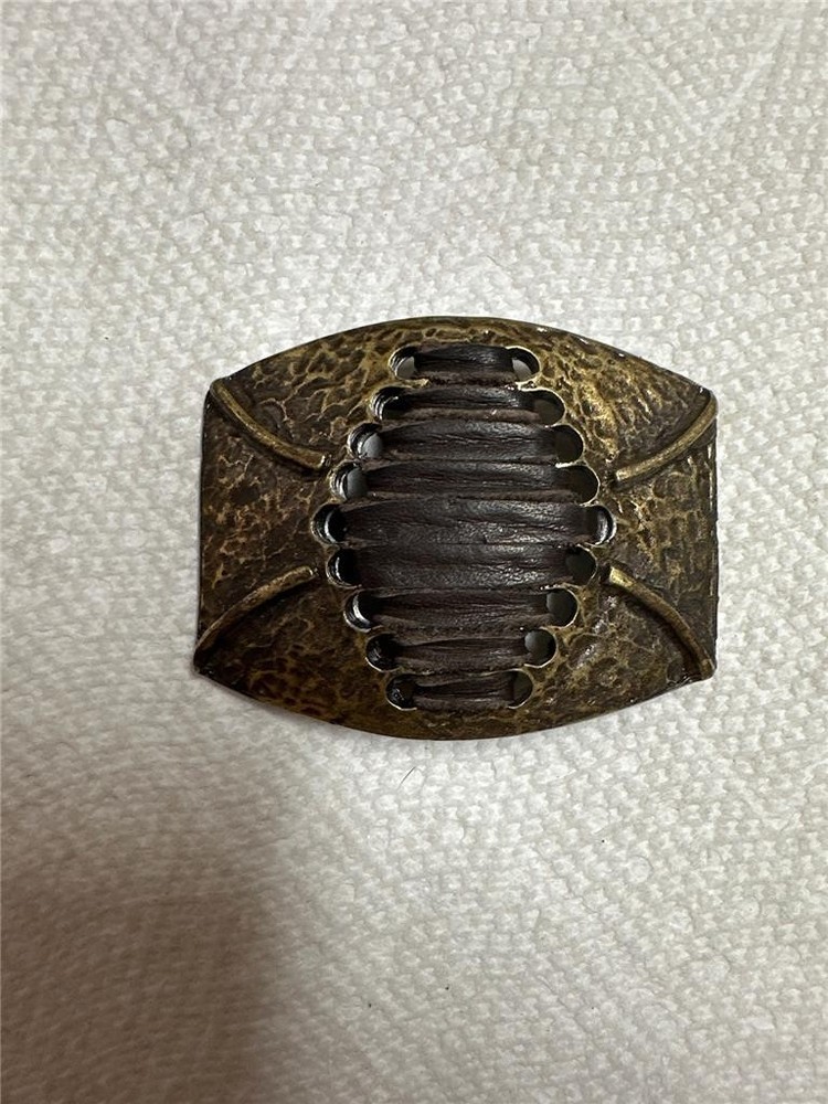 Vintage Unique Brass and Leather Belt Buckle