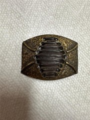 Vintage Unique Brass and Leather Belt Buckle