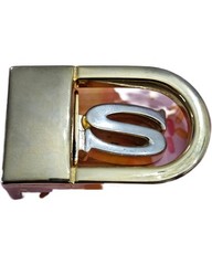 Gold and Silver Metal &lsquo;S&rsquo; Letter Men&rsquo;s Interchangeable Belt Buckle 3&Prime;