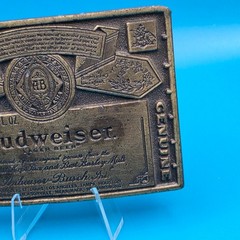 Budweiser Lager Beer Belt Buckle Odeco Inc Anheuser-Busch Brass Label Design