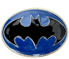 Large Batman Belt Buckle Chrome Black Blue Comic Superhero Statement Buckle