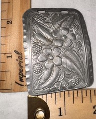 Vintage Stamped Metal Floral Belt Buckle Set 5 Pcs Decorative concho