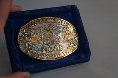 Rare Reddy Kilowatt OG&E New/ Old Stock Brass Belt Buckle 30 years