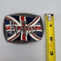 Vintage 1992 The Beatles British Union Jack Pewter Belt Buckle American Legends