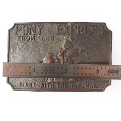 Vintage Pony Express From 1849 Belt Buckle Western Cowboy Horse US Mail Bronze