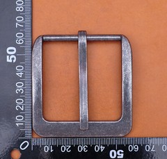 46mm Retro Silver Two-Tone Heavy Square Wide Single Prong Pin Clips Belt Buckle