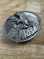 Vintage 80s 1989 State of Alaska Belt Buckle – Eagle Anchorage, AK J&H Sales