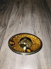 Beaver Buckle Co Handcrafted Gold Toned Horse Equine Resin Belt Buckle USA