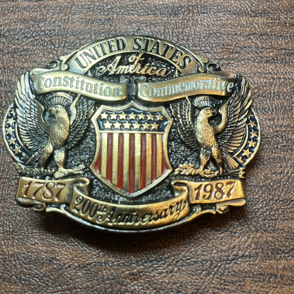 US Constitution Commemorative 3”Brass Belt Buckle 1787-1987 Limited Edition NWOT
