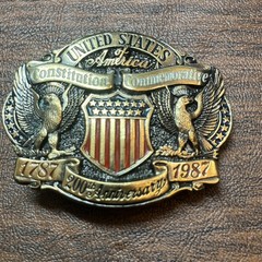 US Constitution Commemorative 3”Brass Belt Buckle 1787-1987 Limited Edition NWOT