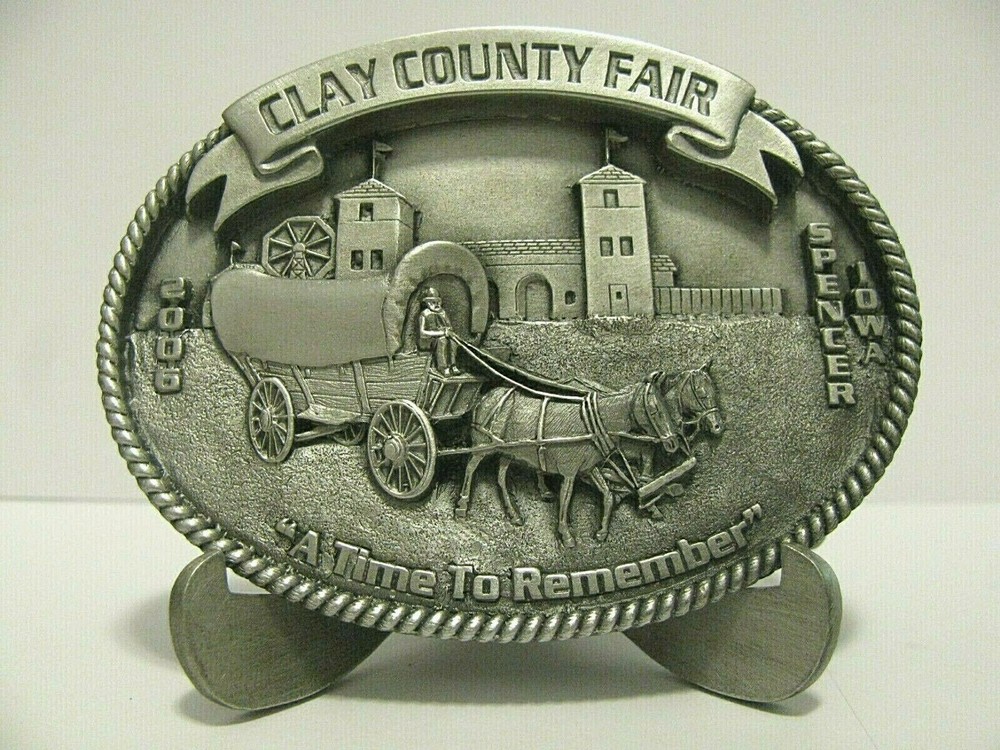 Clay County Fair Spencer Iowa 2006 Covered Wagon Farm & Ag Belt Buckle Ltd Ed