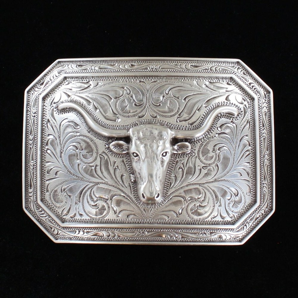 Ariat Western Longhorn Smooth Edge Silver Buckle A37008