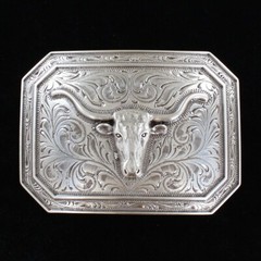 Ariat Western Longhorn Smooth Edge Silver Buckle A37008