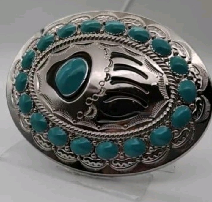 New Beautiful Silver and Turqouise bear claw Belt buckle Men Women Accessories