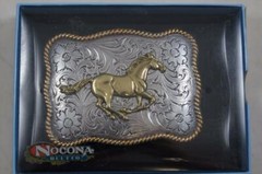 Nocona Western Running Horse Roped Edge Belt Buckle 3757452