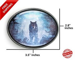 Wolf Belt Buckle – Native American Spirit Animal Handmade Buckle – 633