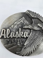 Vintage Alaska Bald Eagle Pewter Belt Buckle Siskiyou Buckle Co Americana 1990