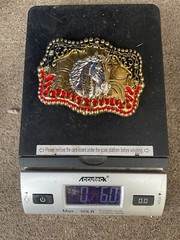 Western Buckle Gold Silver Red Black Red Horse Cowboy Buckle 2 » Hebilla Vaquero