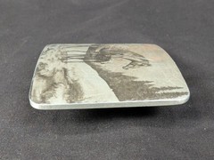 Vintage Perma-Tech Belt Buckle Appaloosa Mare and Foal Etched Aluminum 3.5 Inch