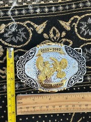 Western Buckle Gold Black Silver Roosters Cowboy 2 »Buckle Hebilla Vaquero Gallo
