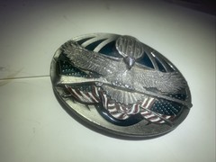1995 NRA belt buckle , Eagle & Flag design, Bergamot co. E-251 USA Grey Metal