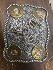 Nocona Silver Buck Skull & Shotgun Shell Belt Buckle 37526