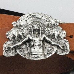 Inuit Chief Belt Buckle Antique Silver Vintage Tribal Ethnic Metal