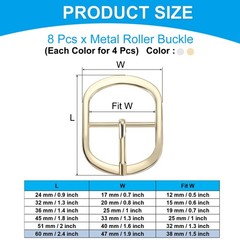 8Pcs 1.5&Prime; Single Prong Belt Buckle Metal Roller Buckle Silver/Light Gold