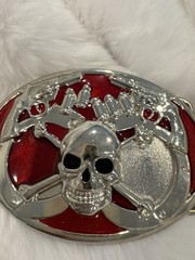 New Belt Buckle Scull Head Put Up Your Guns Rocker Emo New