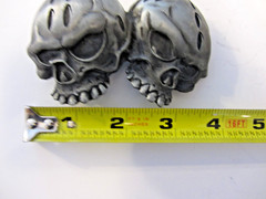 Double Skull Belt Buckle Silver and Black Heavy Metals Buckles Co. 127