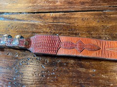 Chacon James Reid style Sterling Silver Belt Buckle Set Western 🦎🐂 31-33”✅