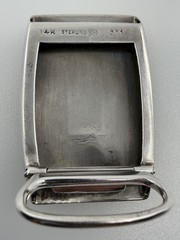 Vintage Sterling Silver 14K Gold Overlay Belt Buckle Monogram EWB 201