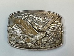 Patriotic Majestic American Bald Eagle Flying High Vintage Numbered Belt Buckle