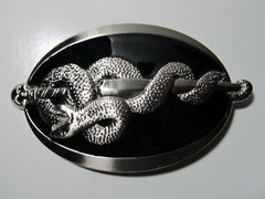 Oval Shape Sliver Snake Sword belt buckle