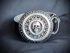 Mars Crypt Relic Skull Belt Buckle Red Crystal Eyes Handmade Darren McNeese