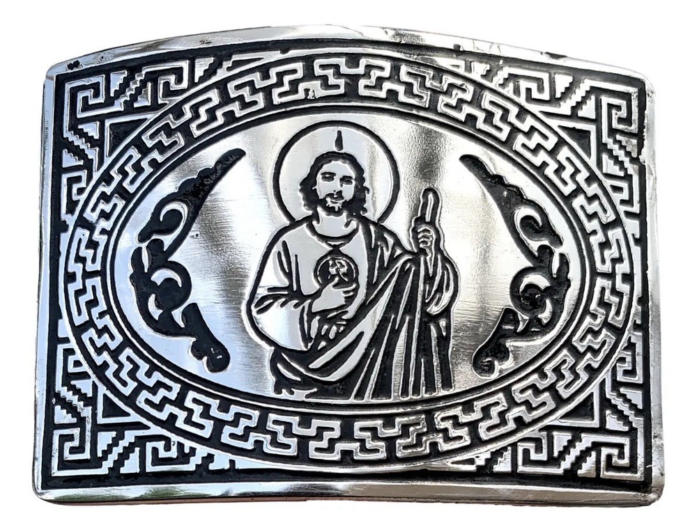 Mexican San Judas Charro Style Cowboy Belt Buckle Hebilla Vaquera Made In Mexico