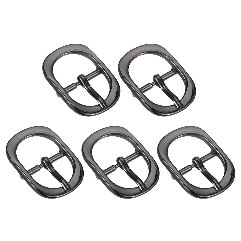 5Pcs 0.75&Prime; Single Prong Belt Buckle Oval Center Bar Buckles for Belt, Black