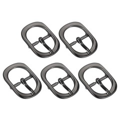5Pcs 0.75&Prime; Single Prong Belt Buckle Oval Center Bar Buckles for Belt, Black