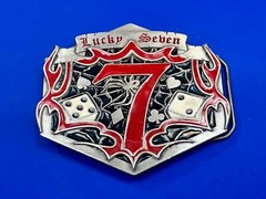 Lucky Seben 7 Seven’s Vegas gambling dice 04 Great American Products belt buckle