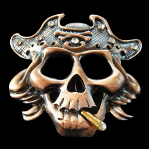 Cigar Smoking Sea Pirate Skull Bones Belt Buckles Boucle de Ceinture