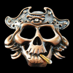 Cigar Smoking Sea Pirate Skull Bones Belt Buckles Boucle de Ceinture